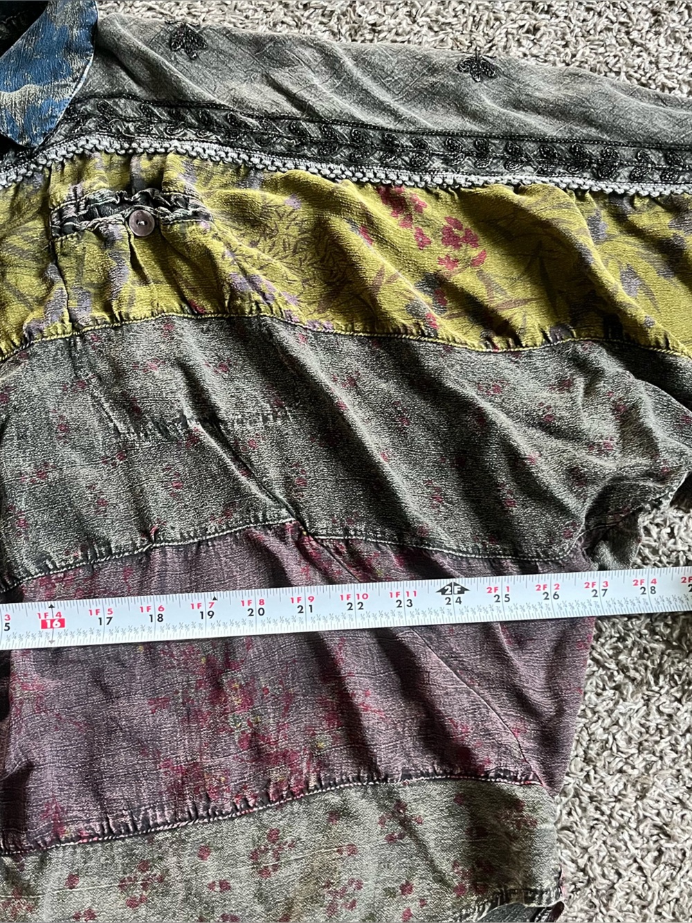 Young Threads Boutique Patchwork Bohemian Top Long Sleeve Lightweight Western - Picture 4 of 7